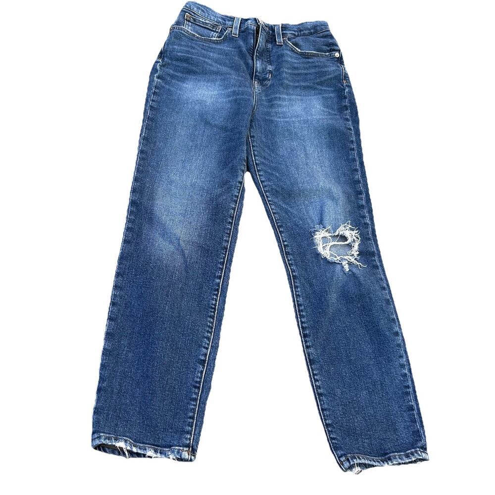 Madewell The Momjean Jeans Medium Wash Distressed Size 27